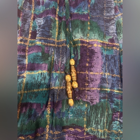 Maren VTG Midi Skirt Women’s Medium Watercolor Tassels Boho Blue Purple - Picture 5 of 7